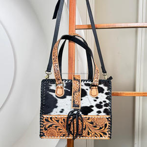 New Customize Luxury High Quality Hand <b>Tooled</b> <b>Leather</b> Tote Bag Manufacturers Lady Genuine Cowhide <b>Leather</b> Shoulder Bag for Women - Product Image 4