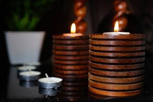 Luxury handmade new wooden candle <b>tealight</b> holder pair set handmade indian artisan wooden crafted - Product Image 3