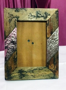 Antique <b>Rustic</b> Solid Wood <b>Photo</b> <b>Frame</b> Handmade Fractal Wood Burning Picture <b>Frame</b> with Turquoise Resin Inlay Home <b>Photo</b> <b>Frame</b> - Product Image 5