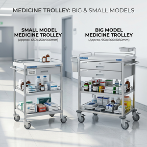 Stainless Steel Medical Trolley Hospital Crash Cart Mobile Medicine Trolley Drawers Class II 300 lb Load Capacity 2-Year - Product Image 3
