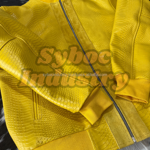 Veste en cuir sur mesure, veste bomber en cuir noir élégante à motif python pour homme, nouveau style imprimé serpent, veste en cuir véritable - Product Image 3