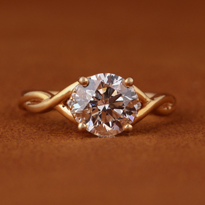 Round Cut Lab Grown Diamond Engagement Ring 14KT <b>Solid</b> Yellow Gold IGI Certified 2.00 CT Split Shank Solitaire Wedding Ring - Product Image 1