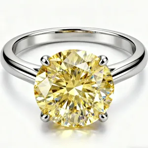 Anillo de compromiso clásico de plata 925 con moissanita redonda de talla brillante y engaste de púas para mujer - Product Image 6