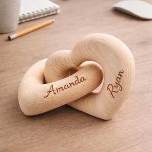 Figura Decorativa de Pareja en Madera Tallada a Mano, Estilo Art Deco, Escultura Romántica Abstracta para el Hogar, Regalo - Product Image 2