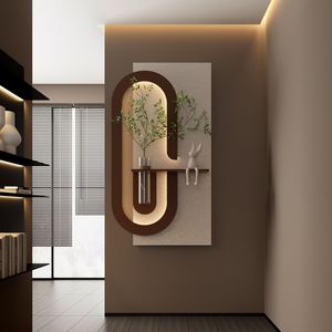 Decoración de Pared de Arenisca LED Ajustable de 3 Colores, Escultura Artística 3D, Novedosa Escultura de Plantas Verdes Simuladas, Florero de Vidrio, Decoración para el Hogar con Conejo - Product Image 4