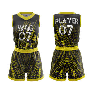 Conjunto de Uniforme de Baloncesto Personalizado para Niñas, Impresión Personalizada, Transpirable, Absorbe la Humedad, Secado Rápido, 100% Poliéster, Cuello en V - Product Image 1