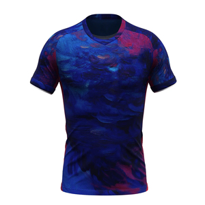 Maillot de sport personnalisé de qualité supérieure, bleu et violet, col en V, respirant, prix attractif, nouveau modèle, maillot d'entraînement de volley-ball - Product Image 1