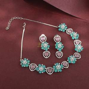 Riley Fusion Gold Plated Zirconia Bridal Necklace and Earring Set - Product Image 1