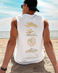 Camiseta sin mangas de punto transpirable, de secado rápido, ecológica, informal, de algodón, para gimnasio, entrenamiento, playa y vacaciones, para hombre, color blanco. - Product Image 1