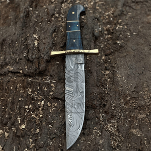 Couteau Bowie OEM en acier inoxydable, lame pleine longueur, bord droit, haute durabilité 58HRC, pour la chasse et le camping, avec garde en laiton et fourreau en bois, vente en gros - Product Image 6