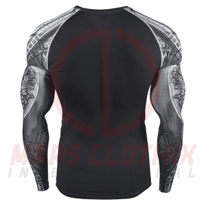 New Latest <b>Design</b> Long Sleeve Slim Fit Men Rash Guard Best Quality Gym Fitness Wear Rash Guard for Men - Product Image 3