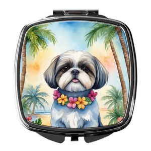 Shih Tzu Luau compacto espejo de maquillaje de viaje portátil plegable diseño de mano regalo para mujeres y niñas - Product Image 1