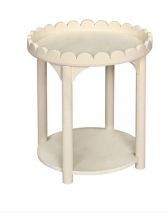 Scalloped Coffee <b>Table</b> <b>Round</b> <b>Side</b> <b>Table</b> Two Tier Accent <b>Table</b> Modern Living Room Furniture - Product Image 3
