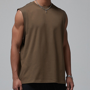 Débardeur sans manches pour homme HSI, col mandarin, 100% coton, tie-dye, vintage, perles, couleur unie, tricoté, respirant, vêtements décontractés - Product Image 3