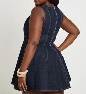 Wholesale <b>Womens</b> <b>Vintage</b> Washed Denim Midi <b>Dress</b> OEM ODM Bulk Orders Apparel Manufacturer Custom Sizes Custom Labels Casual Wear - Product Image 3