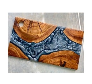 Planche en bois époxy premium pour servir le fromage, planche à découper rustique en résine époxy pour la cuisine, planche en bois et résine faite à la main pour hacher - Product Image 1