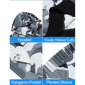 Men <b>Camouflage</b> Hooded <b>Tracksuit</b> Full Sleeve Drawstring Closure Casual Sport Wear Autumn Breathable Polyester Joggers Set - Product Image 6