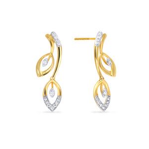Modern Nature Leaf <b>Dangle</b> <b>Earrings</b> 14K Gold Plated Lab Grown <b>Diamonds</b> Women's Luxury Statement Jewelry - Product Image 2