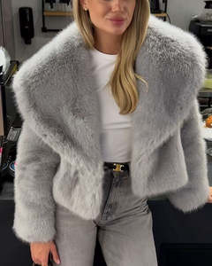 เสื้อแจ็คเก็ตขนเฟอร์เทียมสไตล์อเมริกัน Nesta Sports สำหรับผู้หญิงไซส์พลัส คอตั้ง แขนยาว เสื้อโค้ทขนสัตว์เทียม - Product Image 3