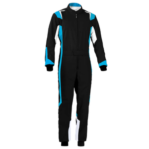 Traje de Motociclismo para Hombre, Manga Larga, Negro, Azul y Blanco, Diseño Color Block, Transpirable, Poliéster, para Todas las Temporadas - Product Image 1