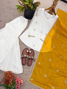 Ensemble Sharara Palazzo brodé pour femmes, Salwar Kameez en soie avec Dupatta, tenue de mariage, fête, Diwali - Product Image 5