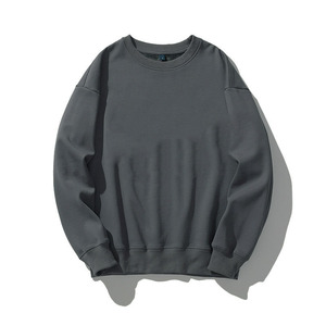 Men's Crew Neck Sweatshirt Solid Color Regular Fit Knitted Cotton Pullover Autumn Casual Wear - Product Image 2