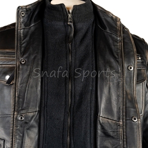 Biker Style <b>Men</b> <b>Leather</b> <b>Jacket</b> OEM Real Genuine <b>Leather</b> Wholesale Outerwear Motorcycle Clothing <b>Leather</b> <b>Jacket</b> - Product Image 4
