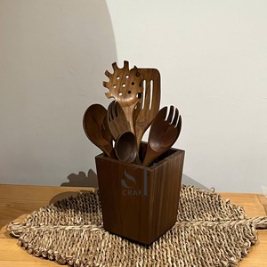 Ensemble artisanal de 5 ustensiles de cuisine en bois, cuillère et spatule en bois de luxe, cadeau de déménagement, accessoires de cuisine - Product Image 5