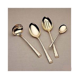 Juego de cubiertos con mango martillado redondo, juego de servicio pulido con espejo dorado, juego de servicio de restaurante de boda de Hotel real, juego de cubiertos - Product Image 1