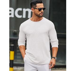 Camiseta Casual de Manga Larga de Algodón para Hombre, Cuello Redondo Básico, Lisa, con Logotipo Personalizado, Marca Privada, Proveedor OEM ODM - Product Image 3