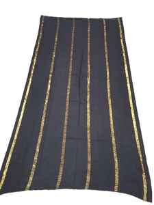 Chal de Algodón a Rayas para Mujer, Ligero, con Ribete Dorado, Estilo Étnico Tradicional, para Todas las Temporadas, Proveedor OEM - Product Image 1