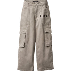 Jean cargo en coton respirant de haute qualité avec taille ajustable, pantalon cargo en denim, mode moderne, jambes larges, pantalon utilitaire personnalisé - Product Image 1