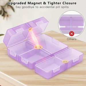 Portable 7-Compartment Folding Design Daily <b>Pill</b> Organizer Travel-friendly <b>Pill</b> Storage Case with Purse Pocket <b>Holder</b> - Product Image 2