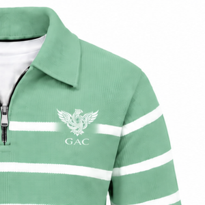 Pull à col zippé rayé pour homme, manches longues, tricoté, vente en gros, vêtements personnalisés - Product Image 3