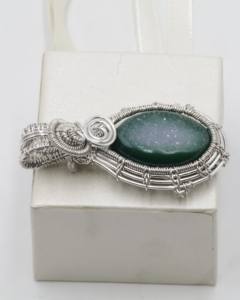 Colgante de Druzy Natural AAA+++ con Envoltura de Alambre de Cobre, Joyería de Cristal Hecha a Mano, Talla Única, Estilo Boho, Colgante de Gema Druzy - Product Image 2