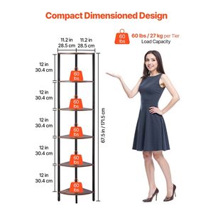 Libreria angolare a 6 livelli con luci LED, alta 68 pollici, con ripiani portaoggetti, scaffale espositivo multiuso per oggetti da collezione - Product Image 3