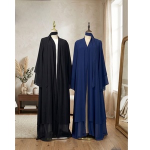 OEM Niqab Abaya Muslim Women Dress Breathable Memory Fabric Modest Islamic Clothing Solid Zipper Embroidery - Product Image 4