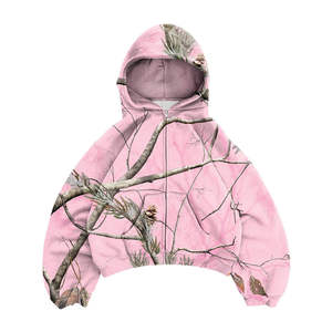 Latest Trendy high quality Pink Camouflage Custom Print Zip Up Hoodie Women Oversized Streetwear hoodie - Product Image 4