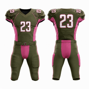 Uniforme de football américain personnalisé pour hommes adultes, impression par sublimation, polyester respirant, gris olive, numéro 23 - Product Image 1