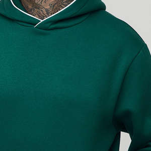 Wholesale OEM Custom Logo Embroidery Tall Regular Hoodie With Piping Breathable Cotton Blended Gym & Streetwear Hoodie For <b>Men</b> - Product Image 4