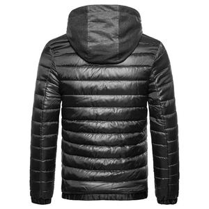 Blouson matelassé vert à capuche pour homme, coupe-vent, respirant, fermeture éclair, rembourrage en polyester, décontracté, hiver, coupe ample, manches régulières, 220g - Product Image 6