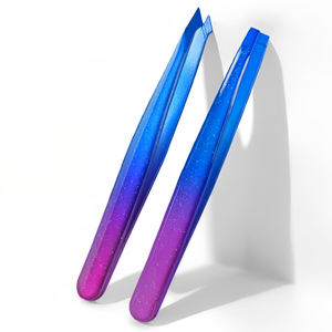 Pinzas de Depilar Profesionales de Acero Inoxidable con Punta Inclinada y Recubrimiento de Plasma Multicolor, Herramienta de Belleza de Alta Precisión para Eliminar Vello - Product Image 1