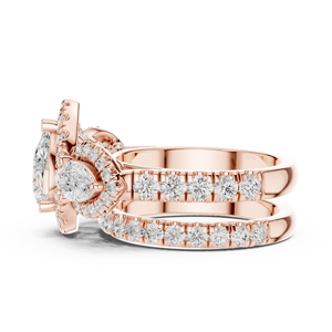 Anillo de Moissanita Color D con Corte de Pera y Detalles Laterales en Halo, Chapado en Oro Rosa sobre Plata, Joyería de Aniversario, Regalo para Esposa - Product Image 2
