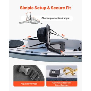 Cuscino per sedile kayak spesso 1,27 cm (0,5 pollici) per tavola da paddle universale, morbido con supporto per la schiena e borsa portaoggetti - Confezione da 1 - Product Image 4