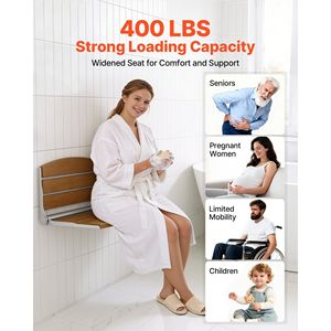 Sedile Doccia Pieghevole da Parete da 45 cm con Schienale, Seduta Ribaltabile per Bagno e Corridoio - Attrezzatura di Sicurezza per il Bagno - Product Image 4