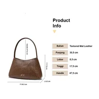 Tas Selempang Wanita Hody, Bahan Kulit PU Anyaman Kotak, Desain Elegan, Lapisan Satin, Tahan Air, Untuk Penggunaan Sehari-hari
