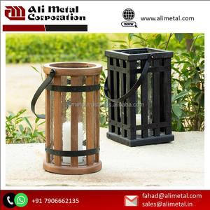 Linterna industrial de madera y metal personalizable Luce para decoración de bodas y Navidad en el jardín del hogar - Product Image 2