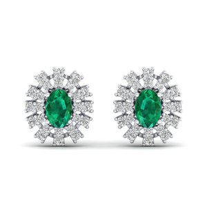 REYES New Design 14K 18K Solid Gold Oval Cut 0.73 Carat <b>Emerald</b> Gemstone with Diamond Screw Back <b>Stud</b> Earrings Fine Jewelry - Product Image 2