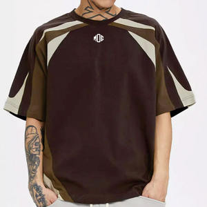 Maillot de football américain pour homme en coton 260 GSM, coupe oversize, style streetwear color block, design de panneaux personnalisé, marque privée, OEM, vente en gros, USA - Product Image 1