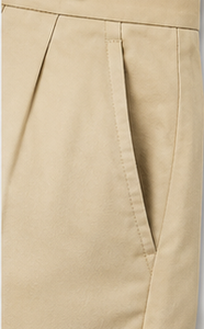 <b>Men's</b> Beige High Waist Pleated Bermuda <b>Shorts</b> Cotton Oxford Casual Style Button Fly - Product Image 3